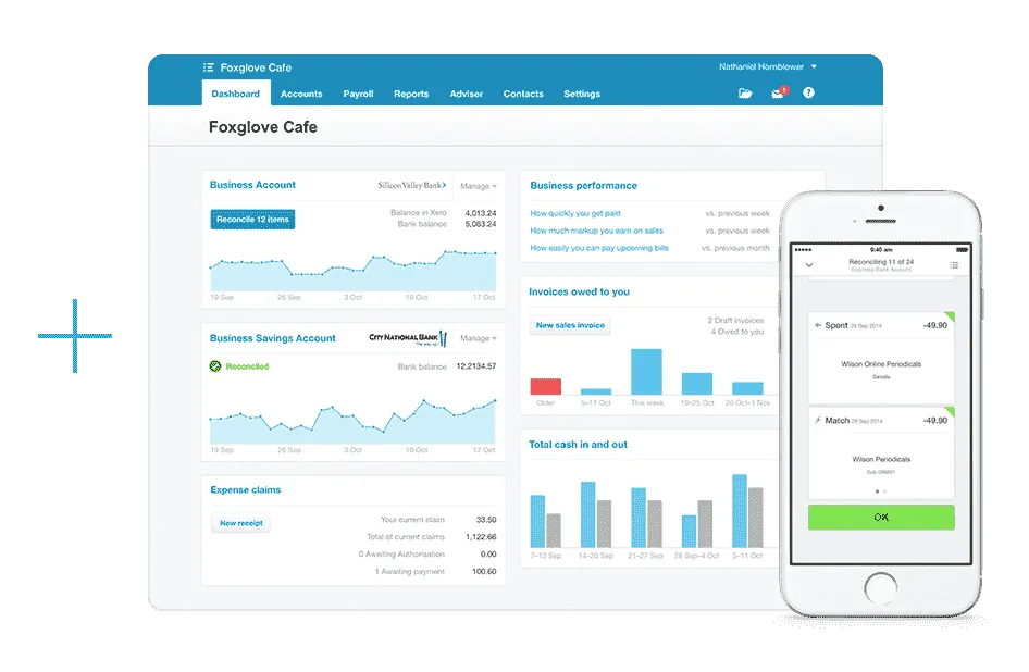 Xero accounting software dashboard